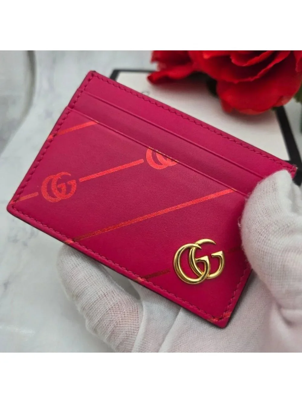 ★SOLD★ Gucci GG Marmont Stripe Card Case - Picture 3 of 13